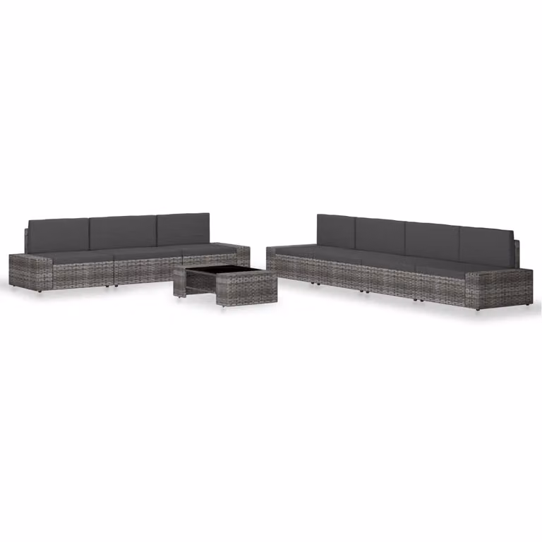 The Living Store 8-tlg. Set salotto da giardino in Poly Rattan Grau