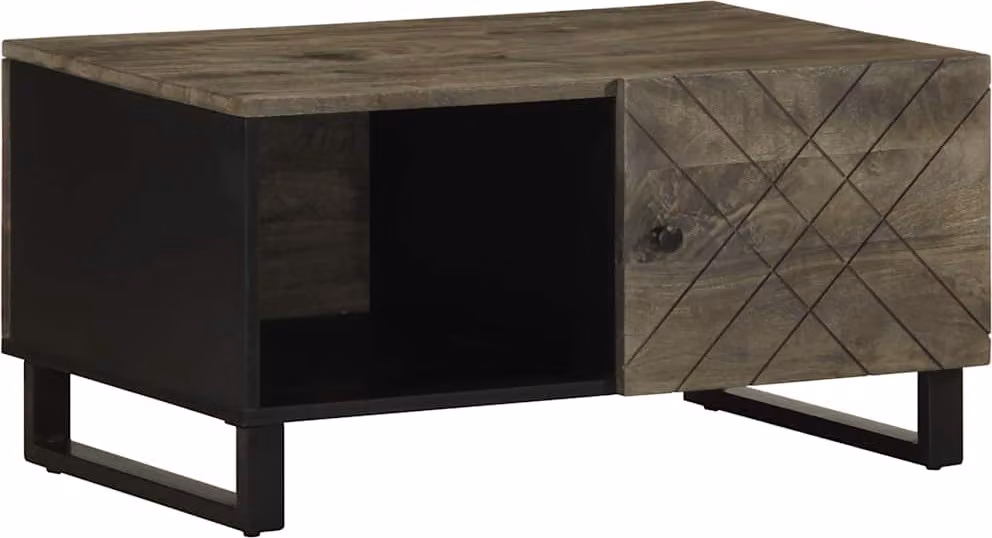 Maison Exclusive - Tavolino da caffè nero, 80x50x40 cm, in legno massello di mango