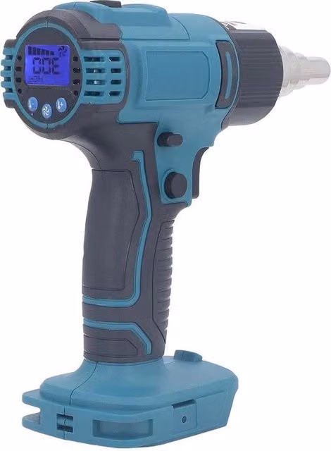 Pistola ad aria calda senza fili Makita blu con batteria ricaricabile, display LCD e 4 accessori