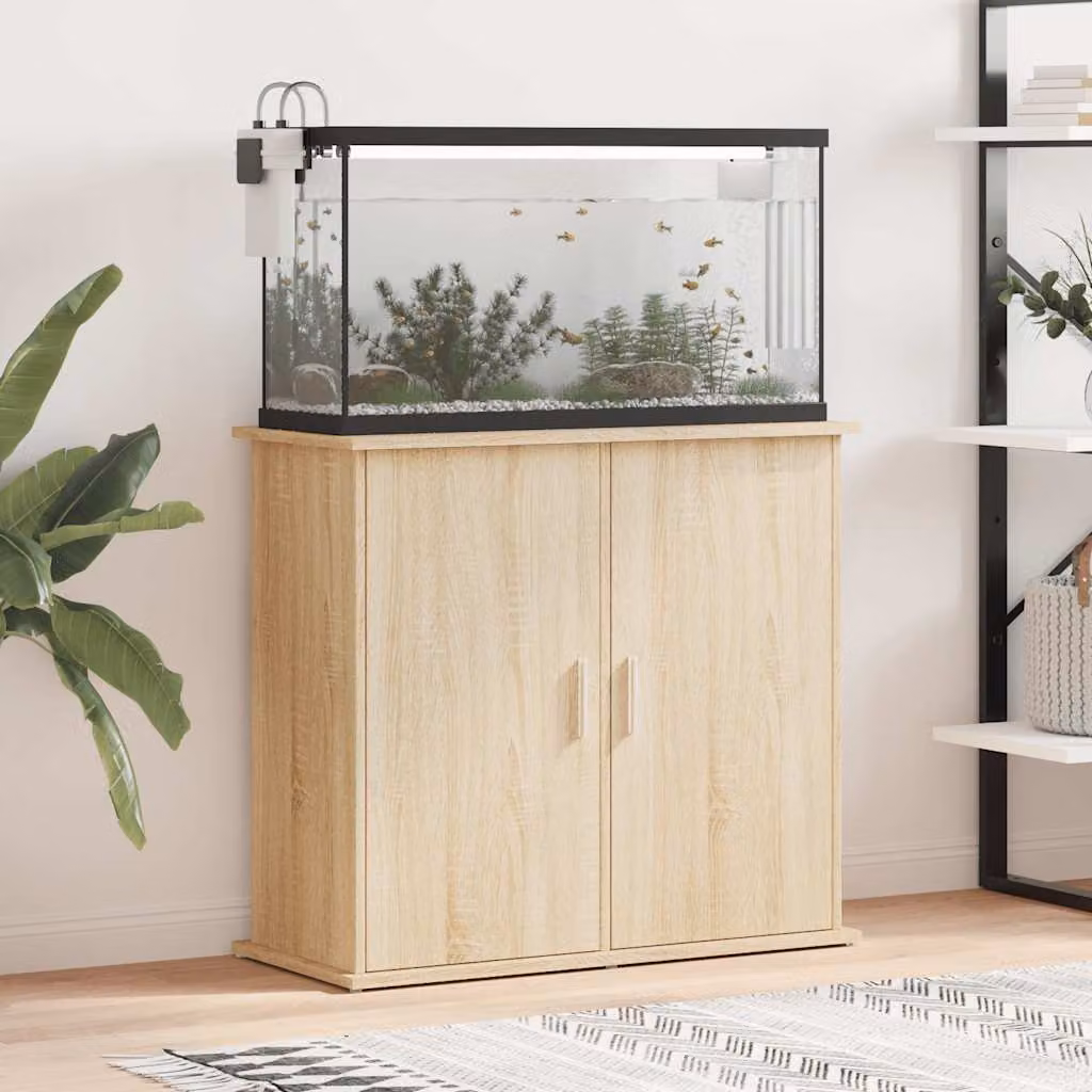 vidaXL Supporto per acquario in legno ingegnerizzato rovere Sonoma, L: 81 cm, P: 36 cm, H: 73 cm