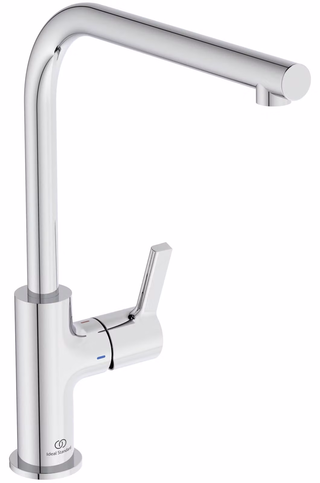 Rubinetto da cucina, con beccuccio alto a forma di "L", girevole a 360°, cromato, monoblocco