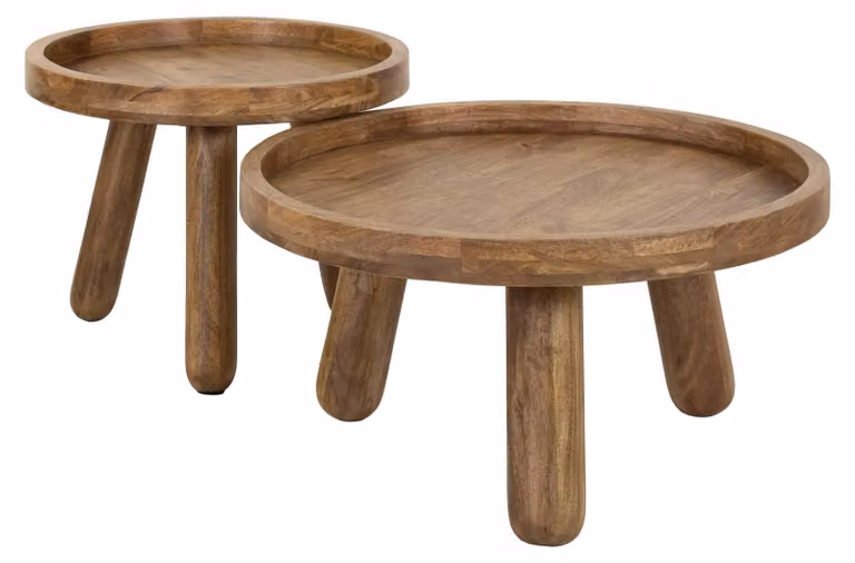 Tavolino FURNLUX a tre gambe marrone sabbia 80 cm (2 pezzi) / Colore principale: marrone / Dimensioni: 80 x 41 x 80 cm