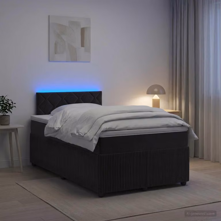 Maison Exclusive - Letto boxspring con materasso nero 120 x 190 cm in velluto