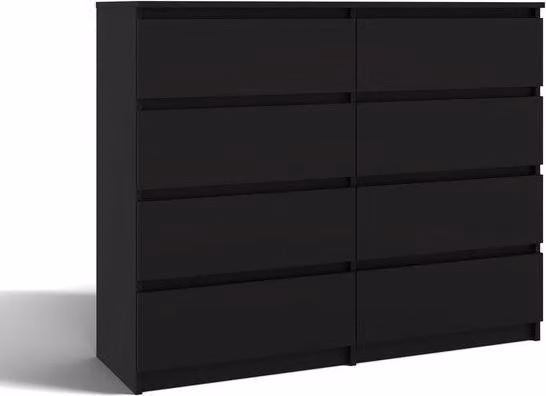 Moderna cassettiera MALWA M8 140 con 8 cassetti – Ampio spazio contenitivo | Colore: nero | Dimensioni: 138x40x97 cm