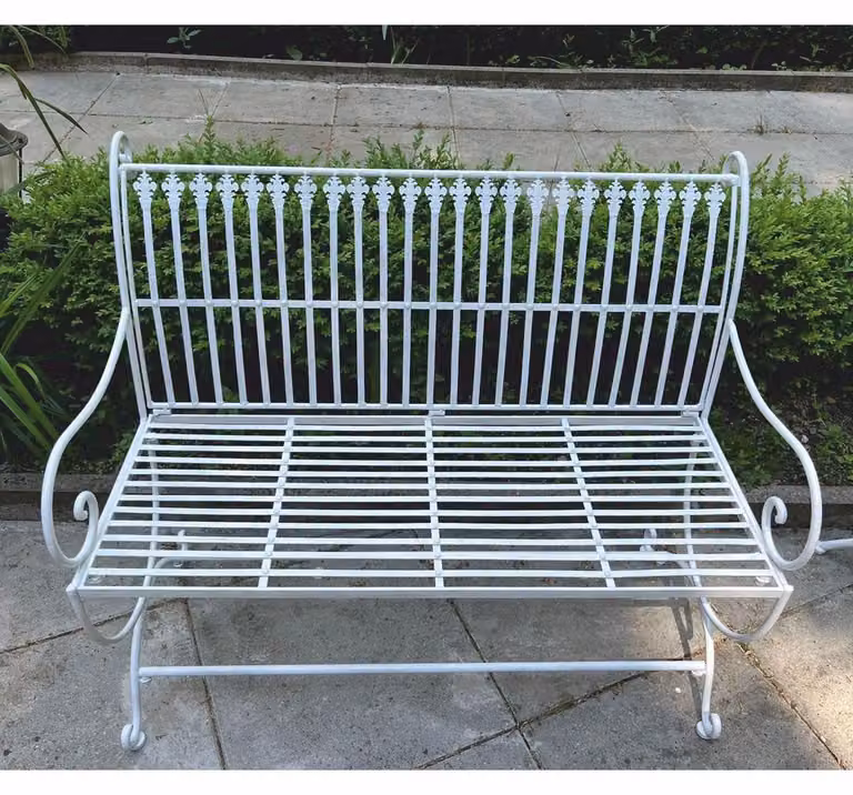 Casa Padrino Panca da giardino liberty bianca 103,5 cm - Mobili da giardino barocchi e liberty
