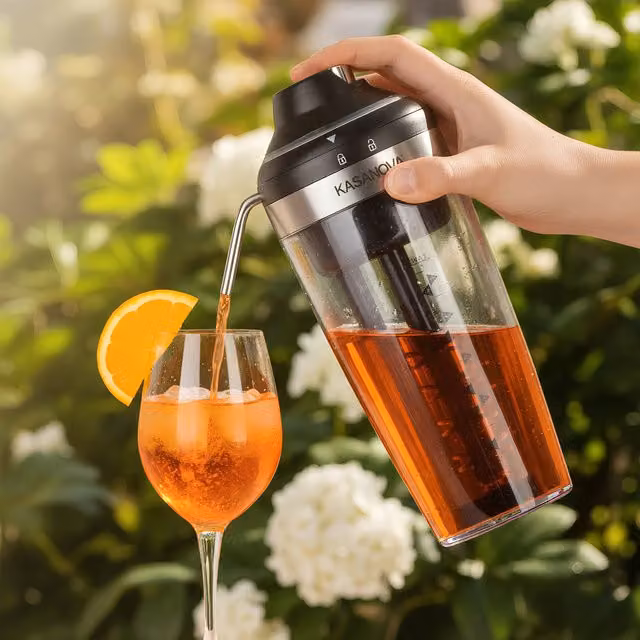 Shaker cocktail elettrico KASANOVA in vetro trasparente con pompa, 500 ml