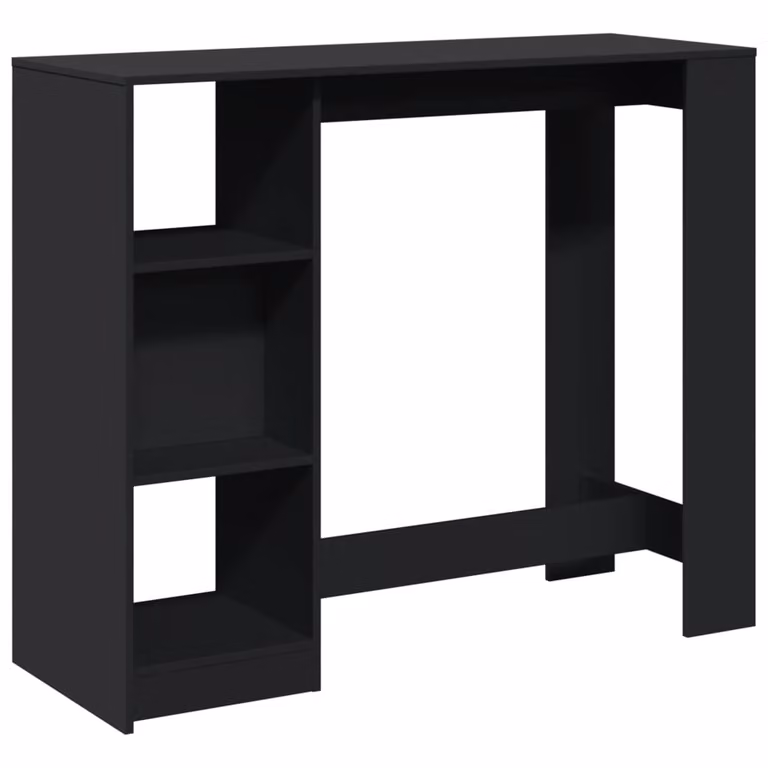 Tavolo Bar con Ripiano Nero 124x46x103,5 cm Legno Multistrato