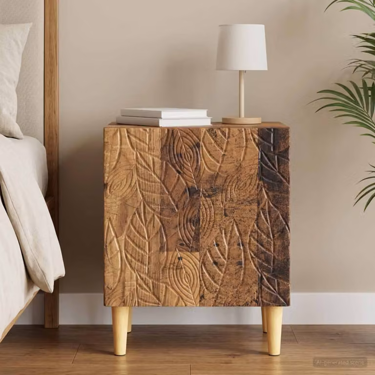 Comodino moderno vidaXL in legno antico marrone L: 43 cm, P: 34,5 cm, H: 50 cm
