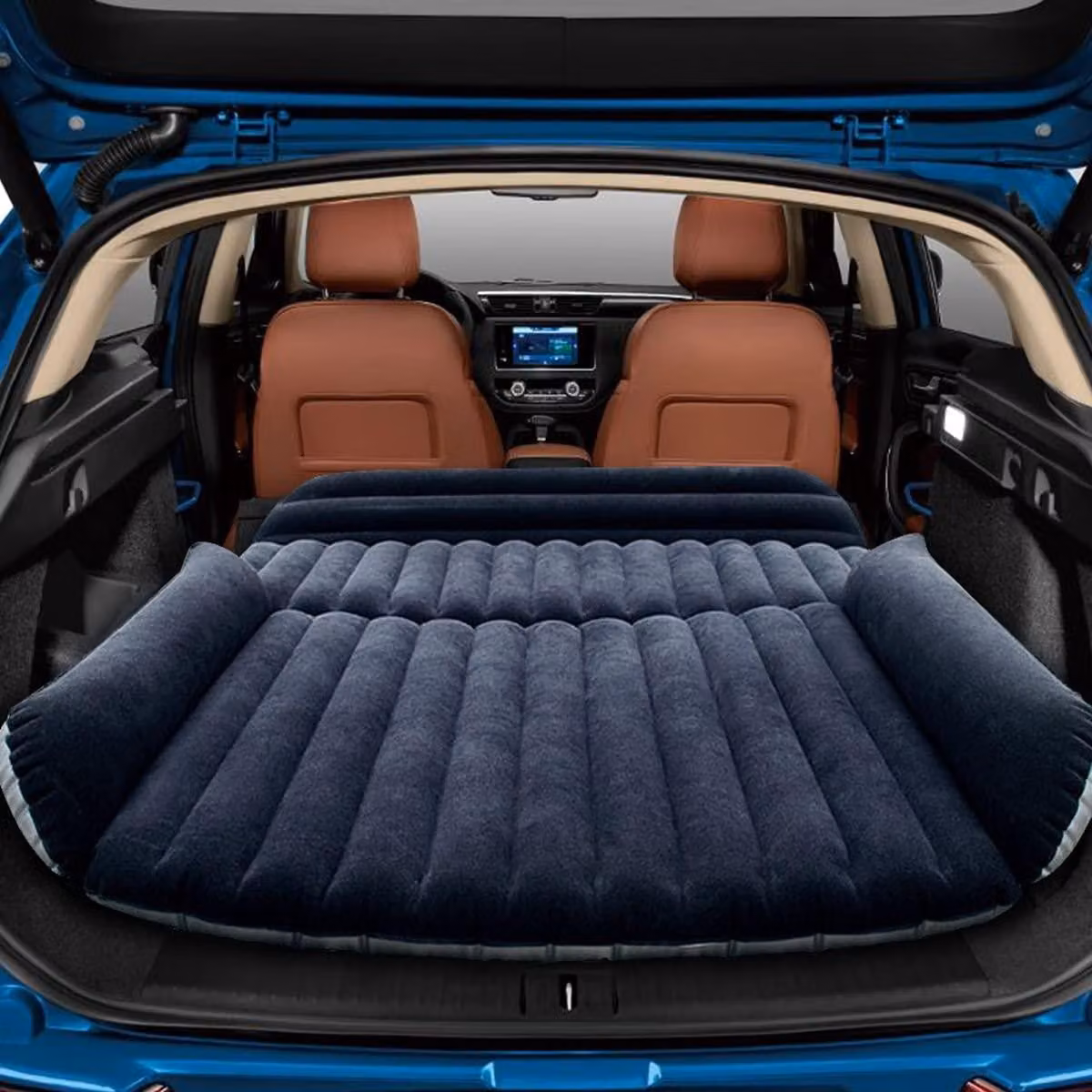 Materasso gonfiabile per auto, materasso ad aria per auto con pompa ad aria, materasso ad aria più spesso per SUV, letto gonfiabile per campeggio, viaggi e attività all'aperto, colore blu marino