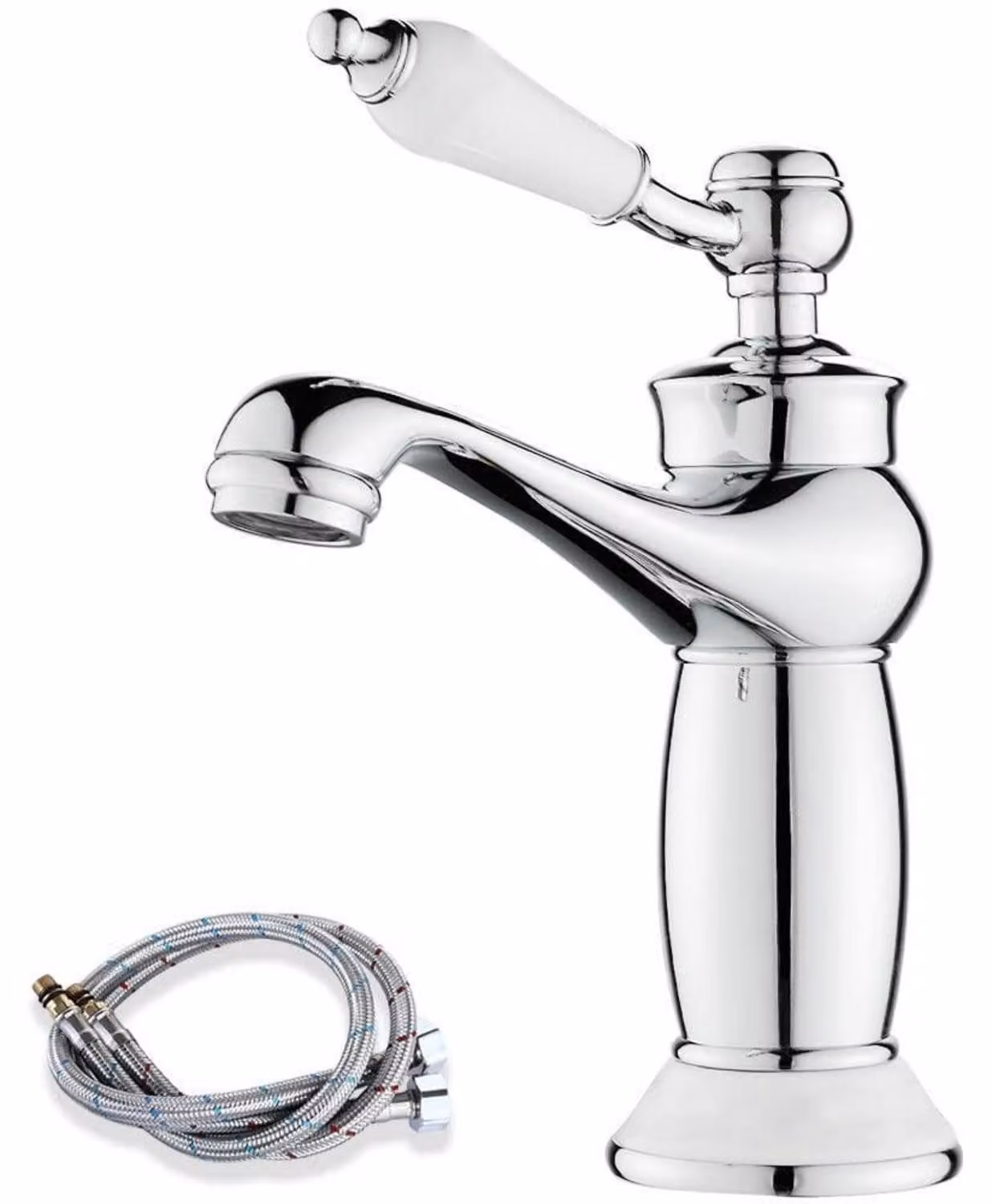 Rubinetto da bagno, stile retrò vittoriano, in ottone cromato, miscelatore monocomando