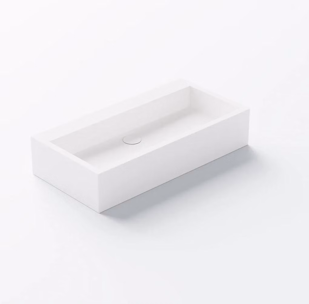 Steinberg Série 440 lavabo à poser, anguleux, sans trop-plein, 760x380x155mm, SOLIDSurface, 4407320W, 4407320W