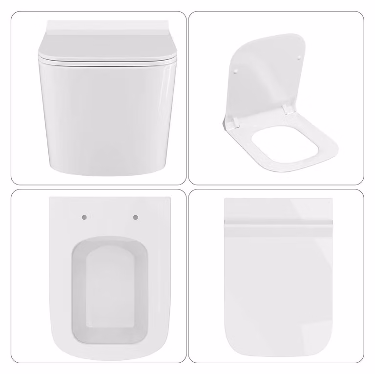 WC sospeso - WC a sospensione - Design senza bordo - Doppio scarico 3–6 l - Sistema di scarico Siphonjet - Attacco a P - Sedile con chiusura ammortizzata - Coperchio ultrasottile