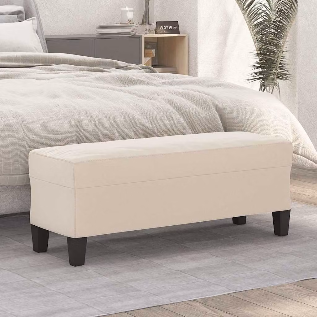 Panca moderna vidaXL in microfibra beige L: 100 cm, P: 35 cm, H: 41 cm