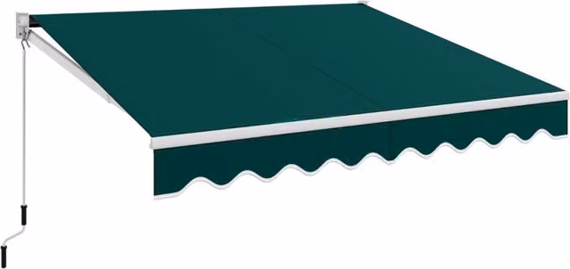 Tenda parasole in alluminio con manovella e poliestere impermeabile, Tenda da sole retrattile 295x250cm Verde