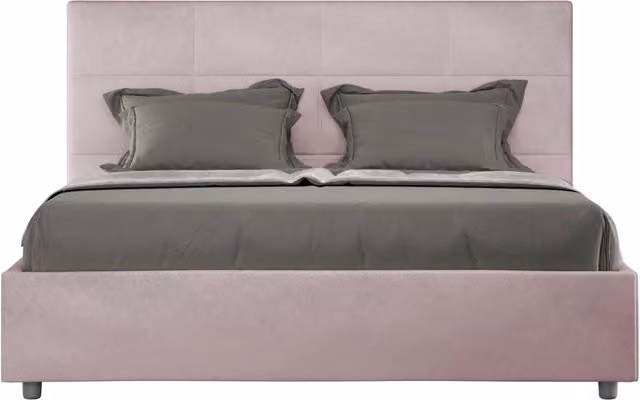 BS COM Letto matrimoniale king size senza rete imbottito 170x200 microfibra glicine