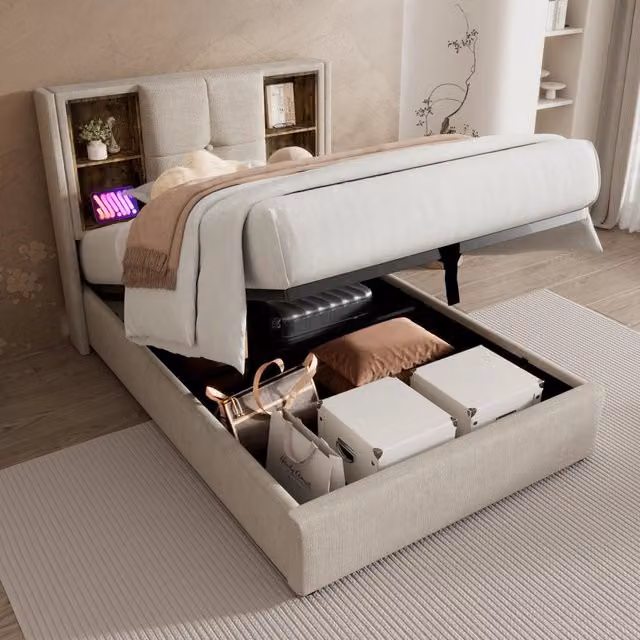 letto imbottito lino naturale 90 x 200 cm