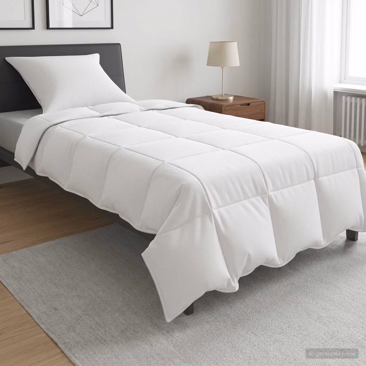 Set di Duvet e Cuscino da Letto vidaXL 2 pz in Bambù e Poliestere, Colore Bianco, Ideale per l'Estate, L/P: 135 x 200 cm