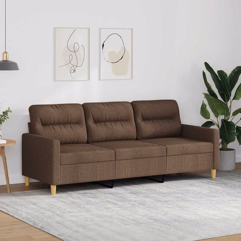 Divano moderno vidaXL a 3 posti in tessuto marrone con struttura in metallo per il tuo soggiorno L: 198 cm, P: 80 cm, H: 77 cm