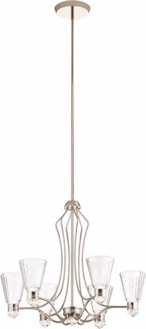 Lampadario Classico Kayva Acciaio Nichel Lucido Vetro Led 36W 3000K 2375Lm