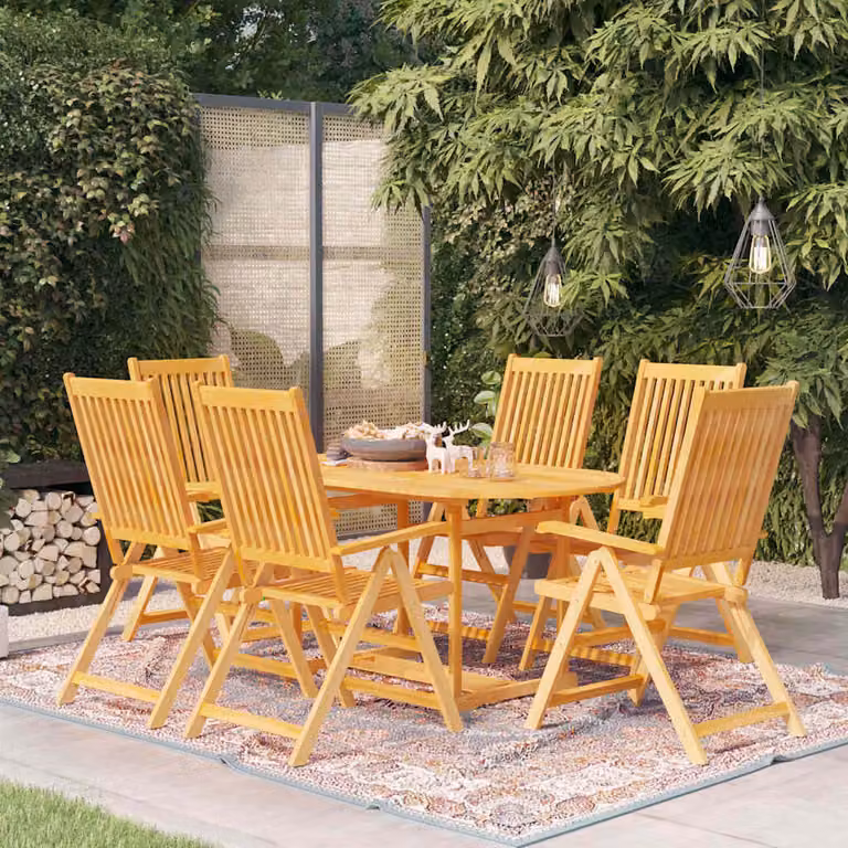 Set da pranzo da giardino vidaXL in legno di teak marrone composto da 5 pezzi con tavolo rettangolare e sedie