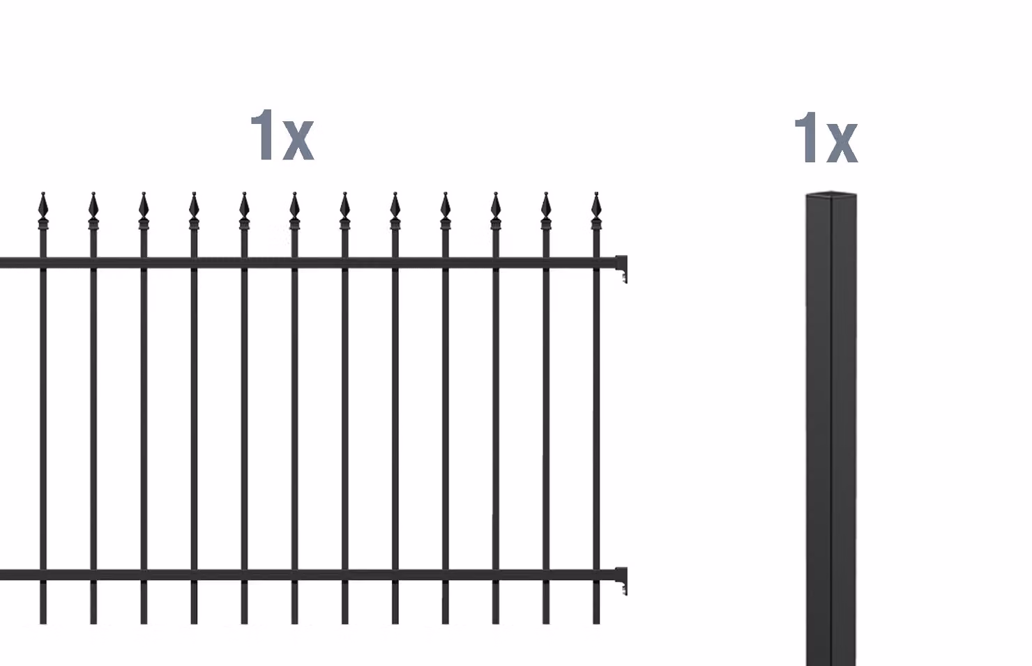 Alberts 510350 Set di prolunghe per recinzione Chaussee, per la posa nel calcestruzzo, nero opaco, altezza 120 cm, lunghezza 2 m