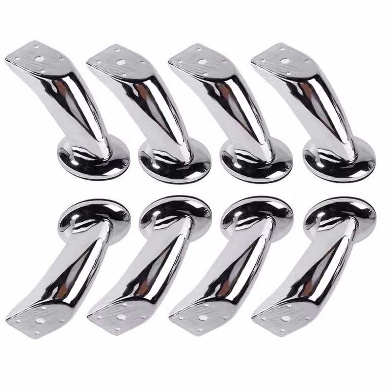 set di 8 gambe per mobili in metallo | gambe per armadi [altezza 12 cm] | gambe per divani, letti, sedie, tavolini, armadi e altri mobili | gambe a zoccolo | gambe per tavoli - gambe per mobili | gambe per divani | gambe per armadi