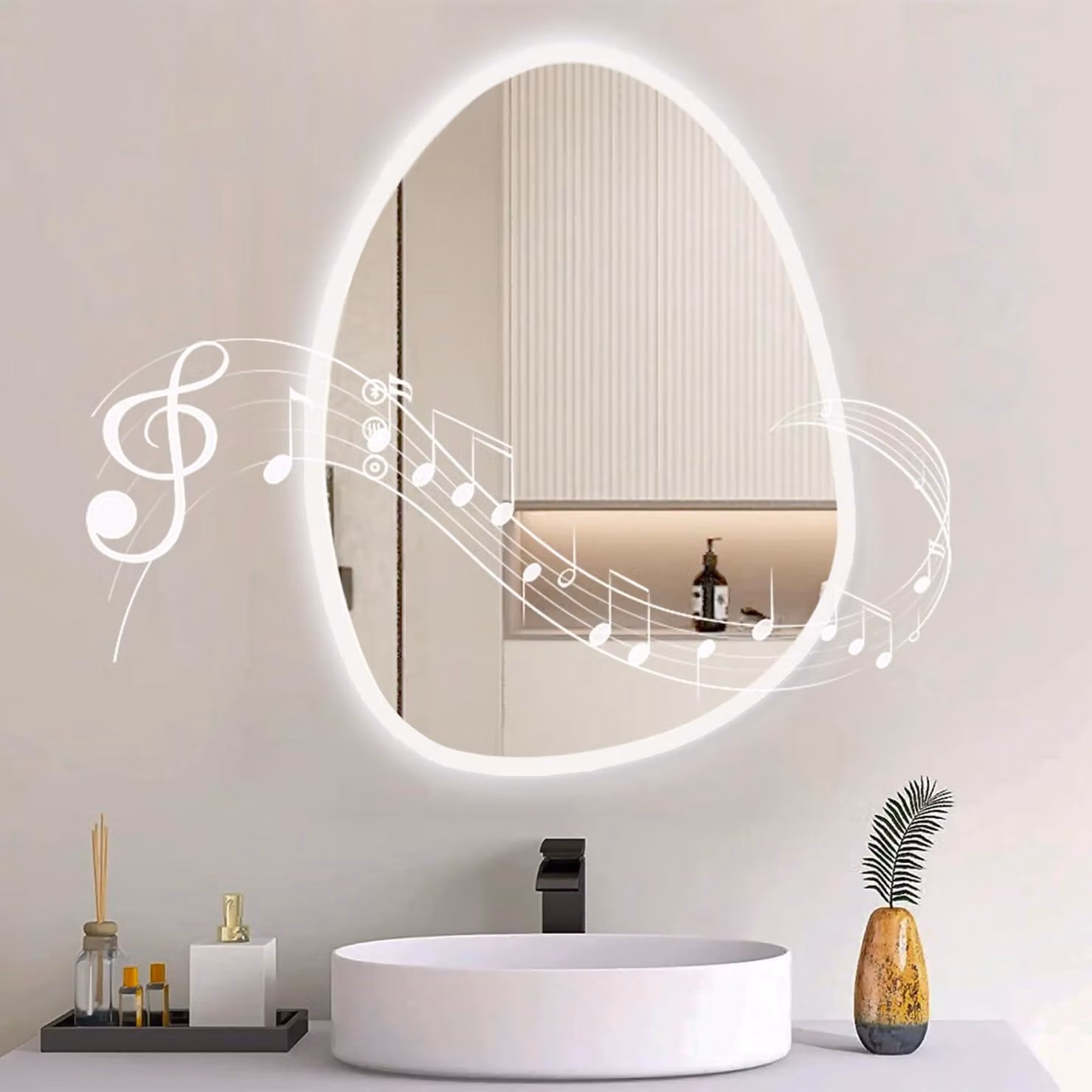 Specchio da bagno con Bluetooth, antiappannamento, dimmerabile, 50x67 cm