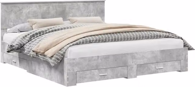 Letto matrimoniale | Letto per adulti | Struttura del letto con testiera Grigio cemento 180 x 200 cm