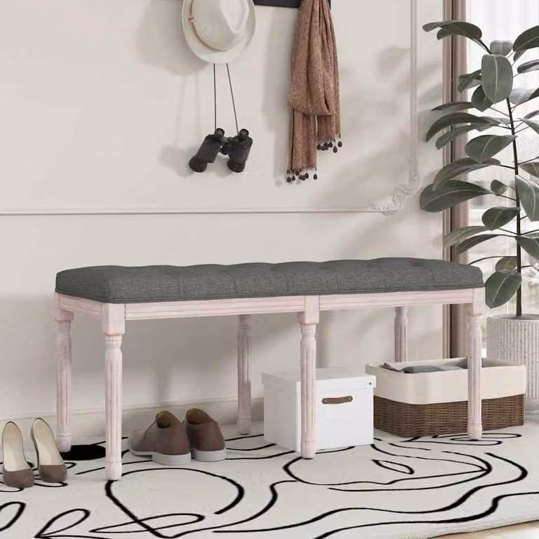 Panca vidaXL in tessuto grigio con struttura in legno L/P/H: 110 x 40 x 49 cm
