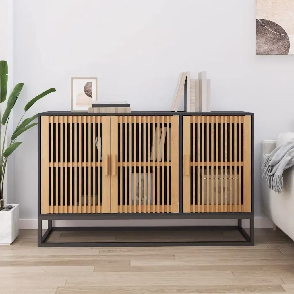 Credenza Buffet da pranzo in legno multistrato e metallo Nera L: 105 cm, P: 30 cm, H: 65 cm – 2