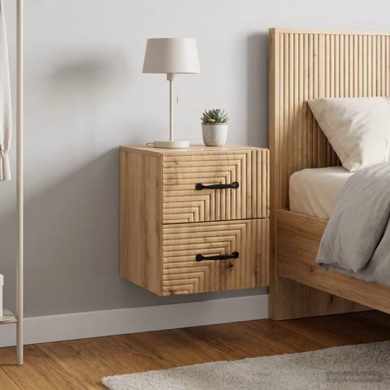 Set di 2 comodini sospesi vidaXL in stile moderno colore rovere artigianale