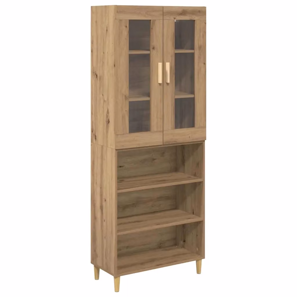 Mobile a parete moderno vidaXL in legno e vetro color rovere, L: 69,5 cm, P: 34 cm, H: 180 cm – 2