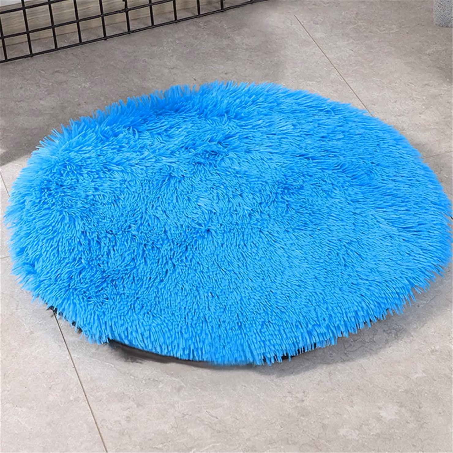 Tappetino per cani, cuccia per animali domestici, lavabile, in peluche, colore blu, diametro 100 cm