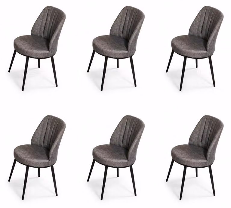 6 sedie, stile moderno, colore grigio, nuove, compatte, versatili, morbide e confortevoli