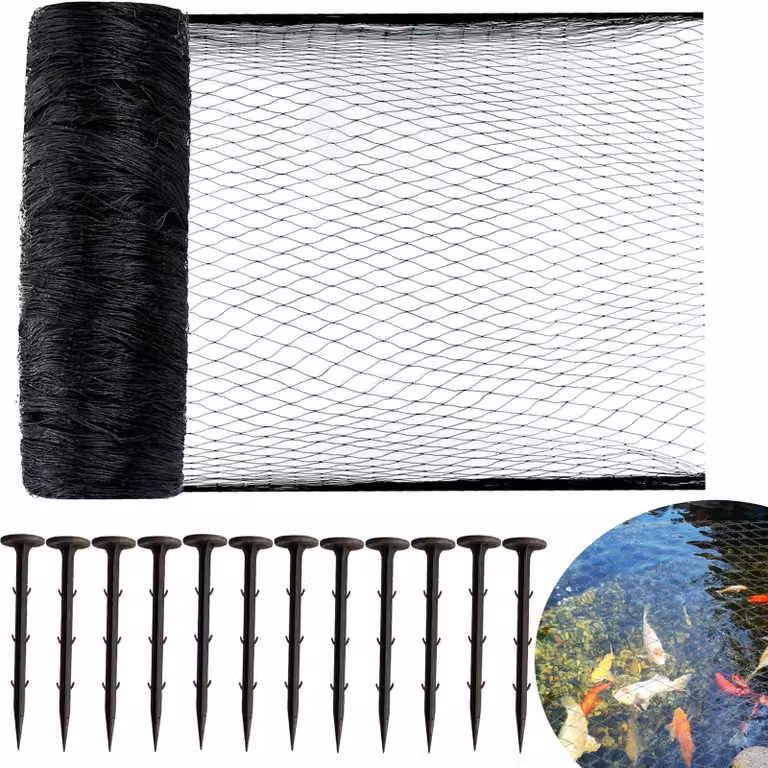 Reti per stagni, a maglia fine, con ancoraggi a terra, dimensioni 4 x 10 metri