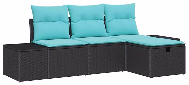 Set di divani da giardino, 4 pezzi, in rattan sintetico