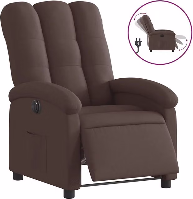 Poltrona | Sedia Relax Elettrica Reclinabile Marrone Scuro in Tessuto