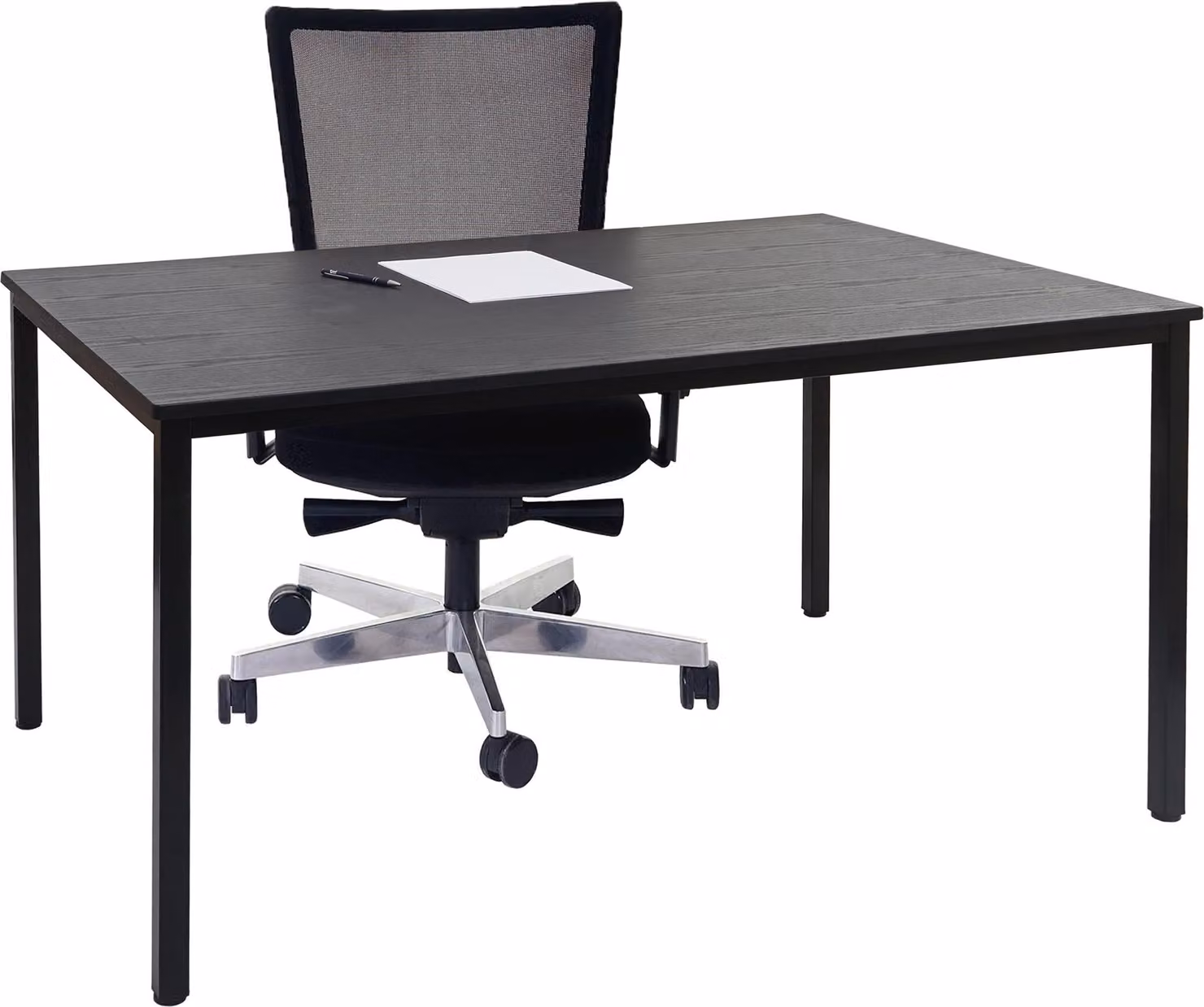 Scrivania Braila, tavolo da conferenza tavolo da ufficio tavolo da seminario, 120x80cm MDF ~ look rovere nero