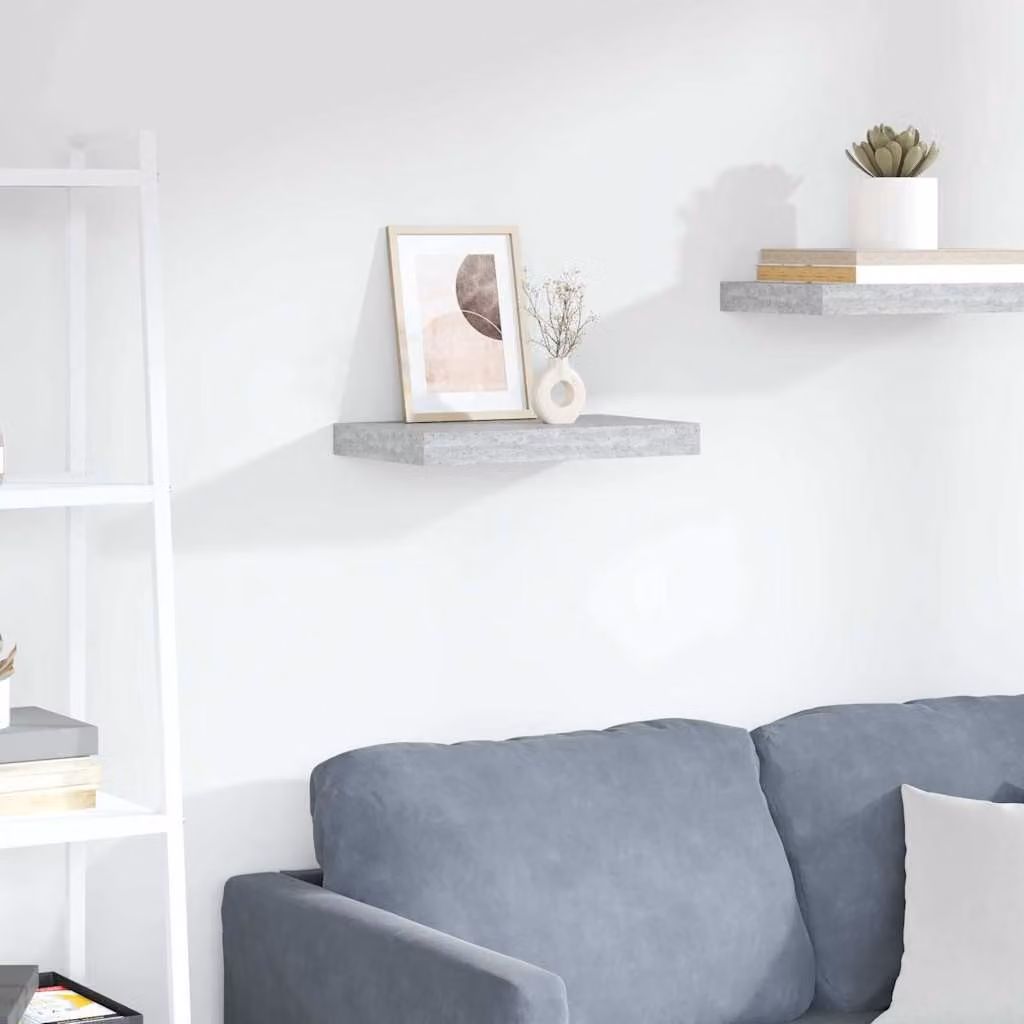 Scaffale a Parete Moderno vidaXL in MDF e Metallo, Grigio, L 40 x P 23,5 x H 3,8 cm