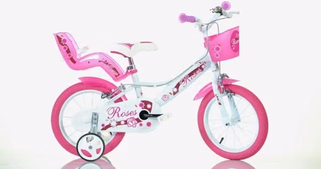 Bicicletta per bambini SCH ROSES 14 pollici rosa con cestino e campanello