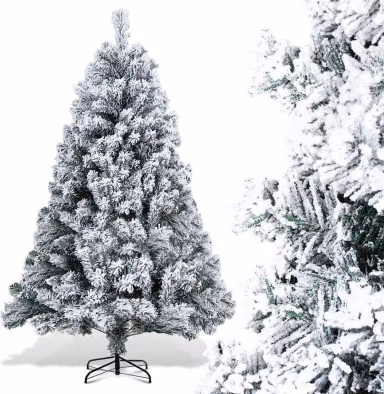 Izrielar 180cm albero di Natale artificiale e neve bianca, per decorazioni natalizie, resistente al fuoco, riutilizzabile