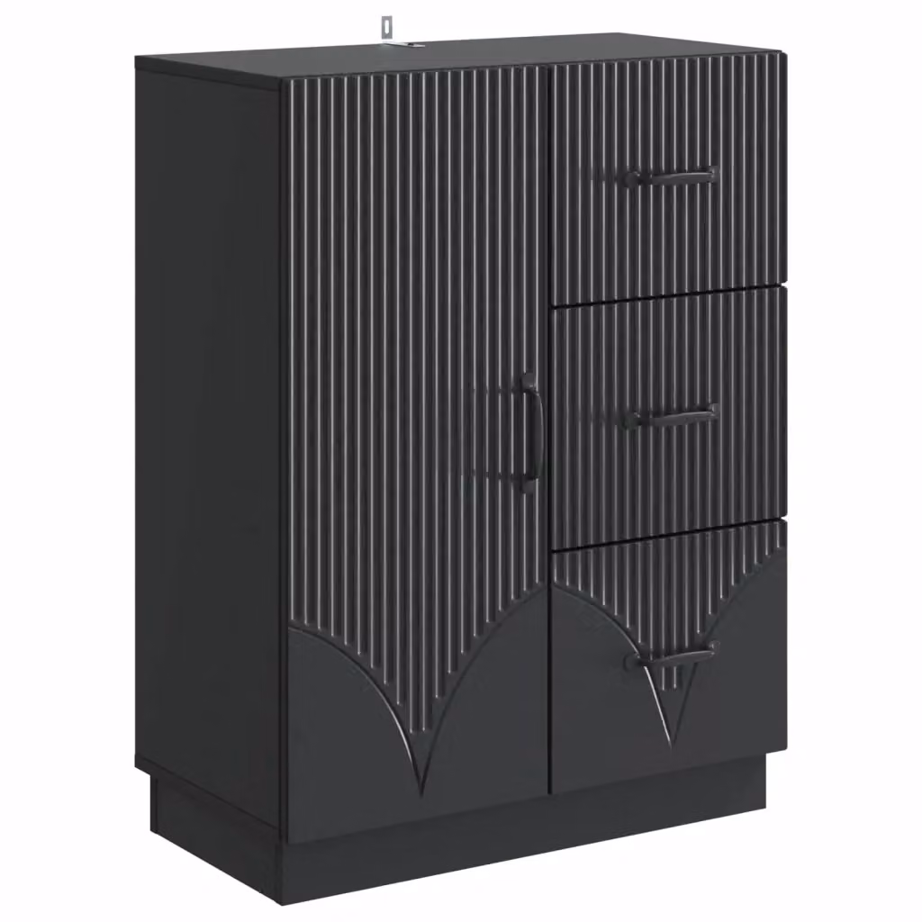 Credenza moderna Design In in legno MDF nero per soggiorno o sala da pranzo L/P/H: 66 x 34,5 x 87 cm – 2
