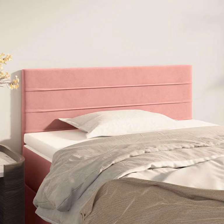 Testiera per letto vidaXL in velluto rosa con pannello imbottito, L: 100 cm, P: 5 cm, H: 78-88 cm