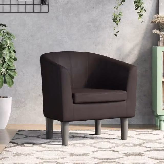 Poltrona Lounge Cabriolet vidaXL in Similpelle Marrone con Braccioli e Struttura in Legno e MDF