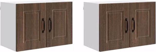 Set di 2 pensili da cucina PORTO in rovere marrone con ante a battente, L: 60 cm, P: 31 cm, H: 40 cm
