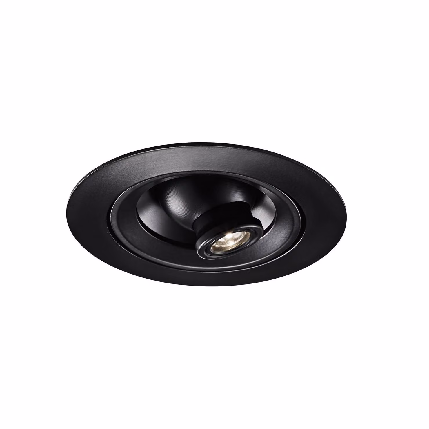 Egger Licht Faretto LED da incasso Riga Zooom, rotondo, nero, 3000K dimmerabile, Nero, Corridoio, Alluminio, Moderno, Downlight