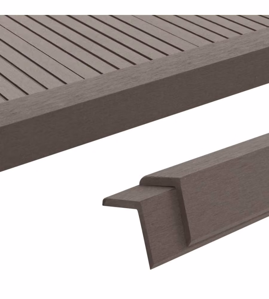 Set di 5 profili angolari per bordi in WPC vidaXL, colore marrone, lunghezza 170 cm – 2