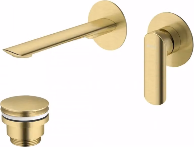 Miscelatore per lavabo da parete con tappo di scarico (a pressione o a leva)