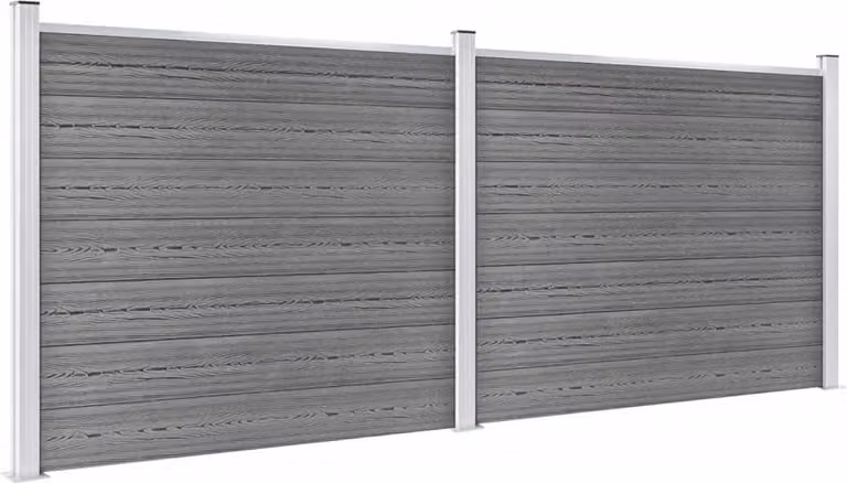 Set Pannello di Recinzione in WPC 353x146 cm Grigio