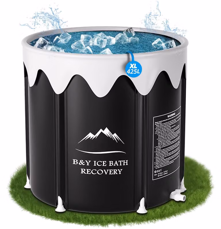 Vasca per terapia con acqua fredda, capacità 425 litri, diametro 85 cm, struttura a telaio a T, portatile, per terapia con acqua fredda